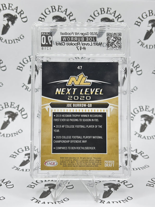 2020 Sage Hit Joe Burrow Next LEvel RC CCG 9