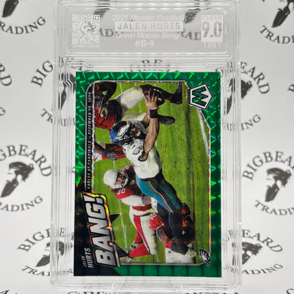 2021 Mosaic Jaken Hurts Green Mosaic Bang! CCG 9