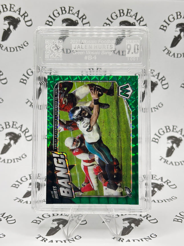 2021 Mosaic Jaken Hurts Green Mosaic Bang! CCG 9