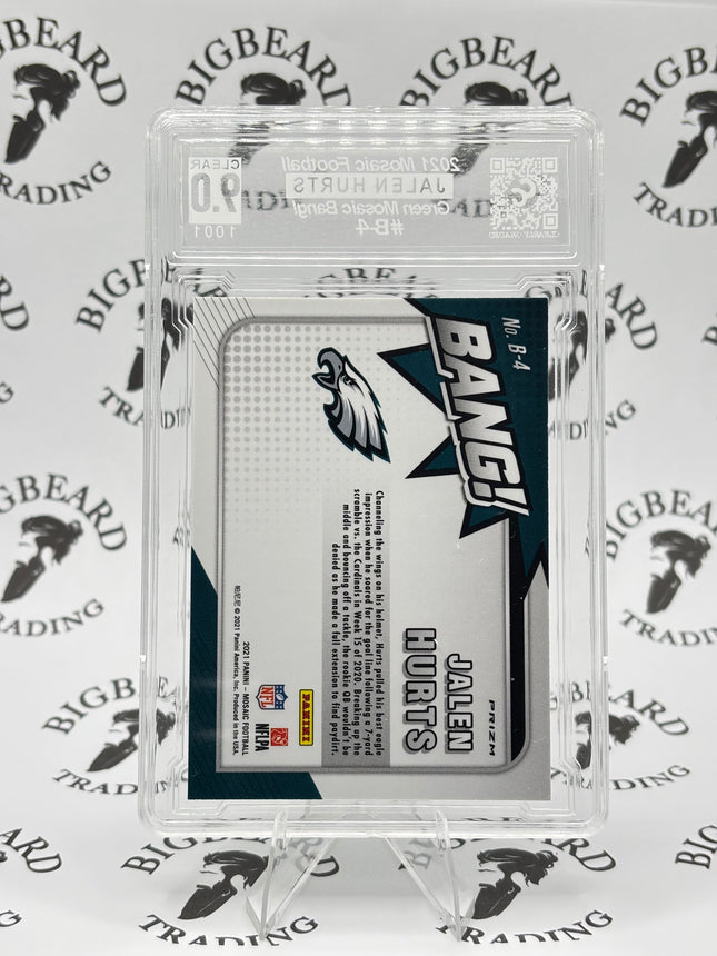 2021 Mosaic Jaken Hurts Green Mosaic Bang! CCG 9