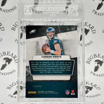 2016 Panini The National VIP Carson Wentz RC CCG 9.5