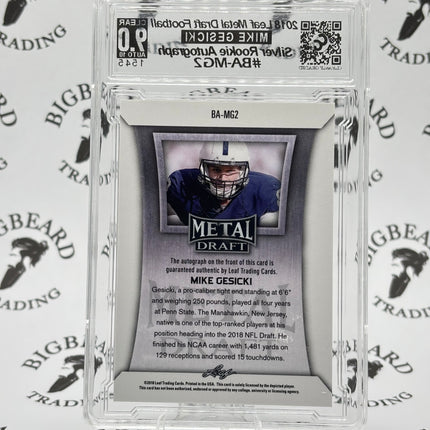 2018 Leaf Metal Draft Mike Gesicki Silver RC Auto CCG 9
