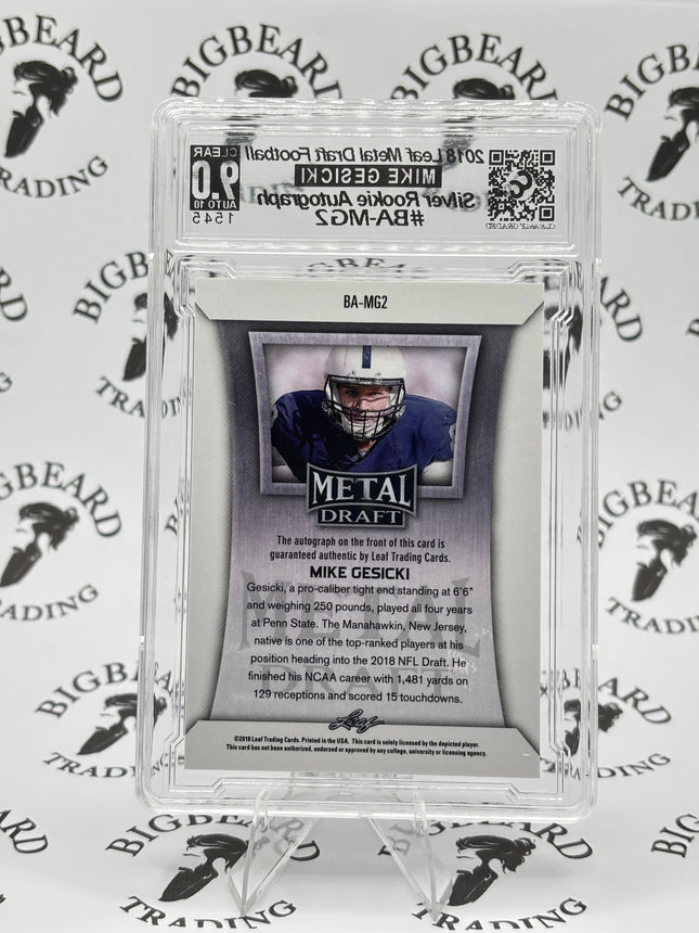 2018 Leaf Metal Draft Mike Gesicki Silver RC Auto CCG 9