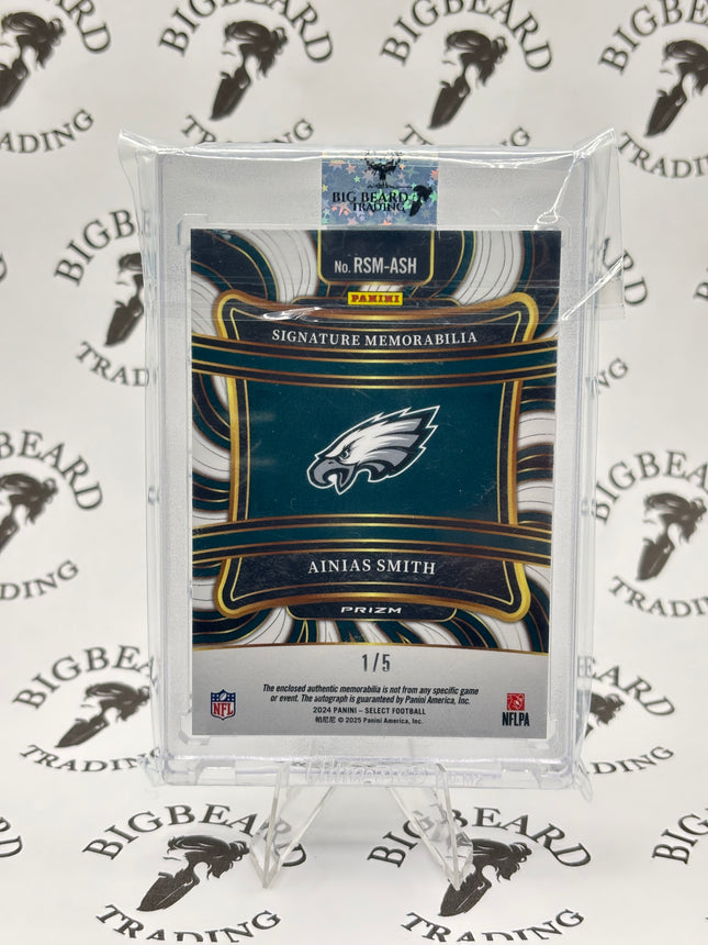 2024 Panini Select Rookie Signature Memorabilia Ainias Smith RC 1/5