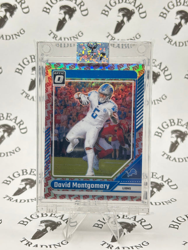 2024 Donruss Prizm Optic David Montgomery One Hundred Emoji