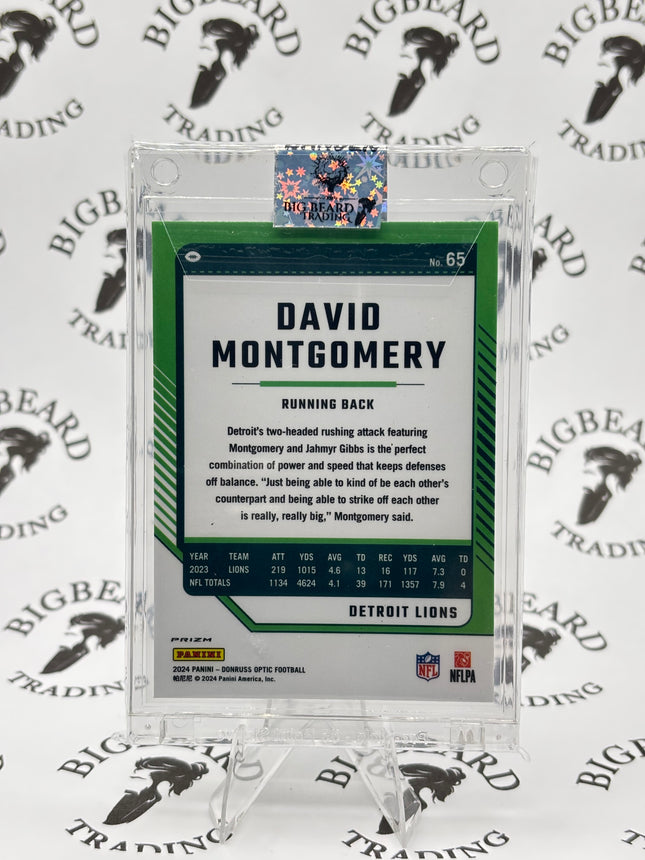 2024 Donruss Prizm Optic David Montgomery One Hundred Emoji
