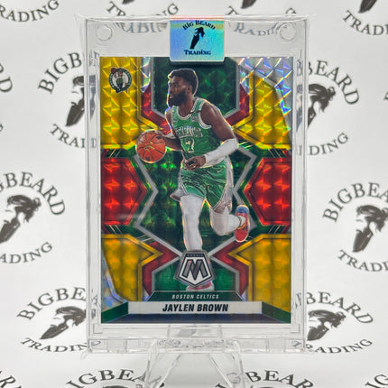 2021-22 Panini Mosaic Choice Fusion Jaylen Brown Red & Yellow Prizm 34/88 #35