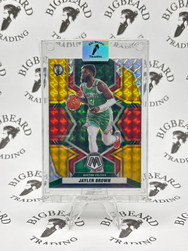 2021-22 Panini Mosaic Choice Fusion Jaylen Brown Red & Yellow Prizm 34/88 #35