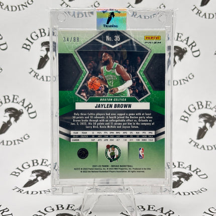 2021-22 Panini Mosaic Choice Fusion Jaylen Brown Red & Yellow Prizm 34/88 #35