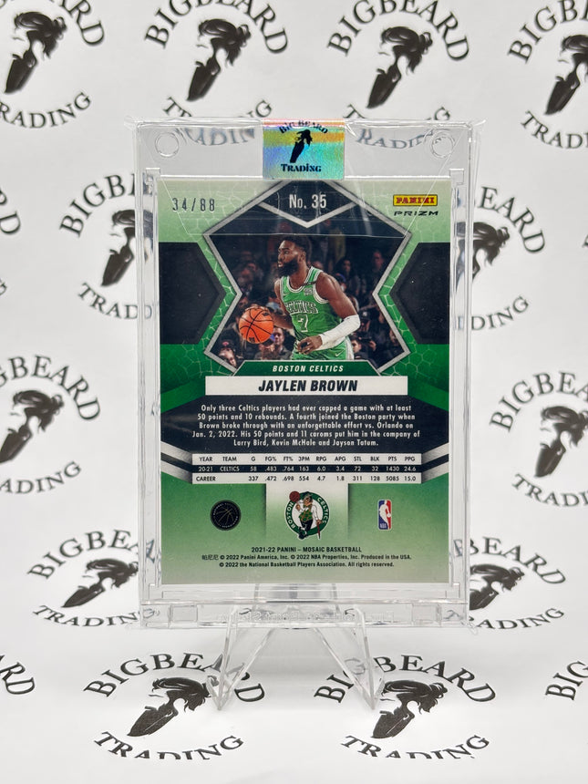 2021-22 Panini Mosaic Choice Fusion Jaylen Brown Red & Yellow Prizm 34/88 #35