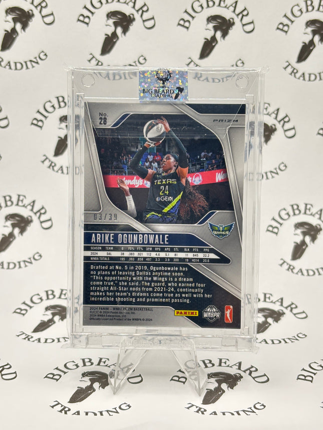 2024 Panini Prizm WNBA Arike Ogunbowale Black Velocity Prizm 3/39 Wings #28