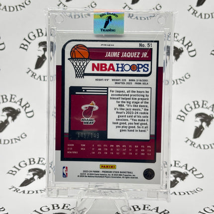 2023 NBA Hoops Premium Stock Jaime Jaquez Jr Red Disco Prizm 146/149 #51 Rookie RC