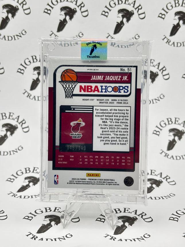 2023 NBA Hoops Premium Stock Jaime Jaquez Jr Red Disco Prizm 146/149 #51 Rookie RC