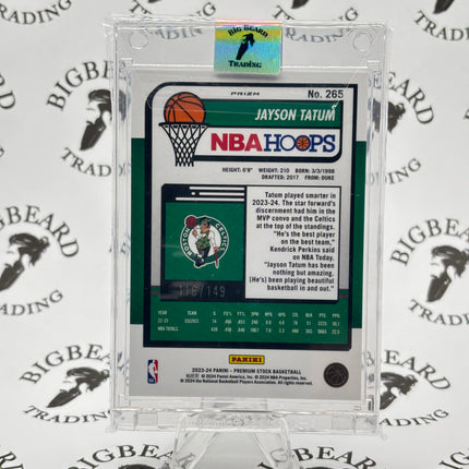 2023-24 Panini Hoops Premium Stock Purple Ice Prizm #265 Jayson Tatum 116/149