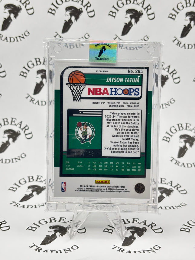 2023-24 Panini Hoops Premium Stock Purple Ice Prizm #265 Jayson Tatum 116/149