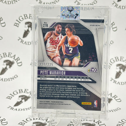 2024-25 Panini Prizm #278 Pete Maravich Prizms Teal Ice 220/225 New Orleans Jazz