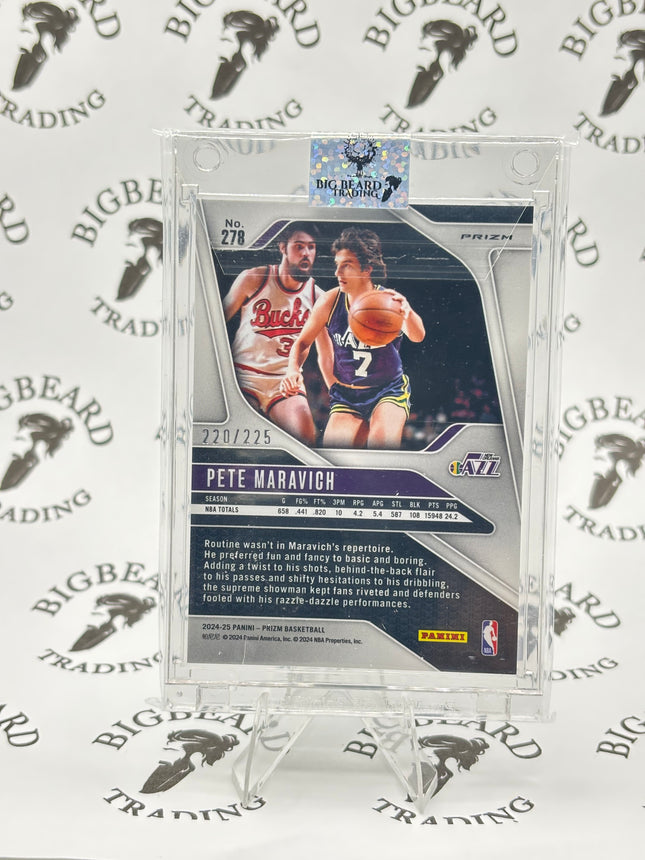 2024-25 Panini Prizm #278 Pete Maravich Prizms Teal Ice 220/225 New Orleans Jazz