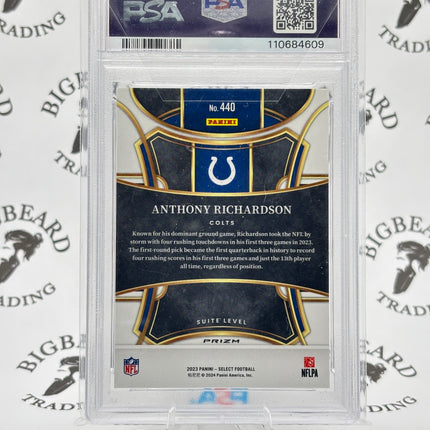 2023 Select H2 Suite Level Disco Gold Prizm  03/10 Anthony Richardson RC PSA 10