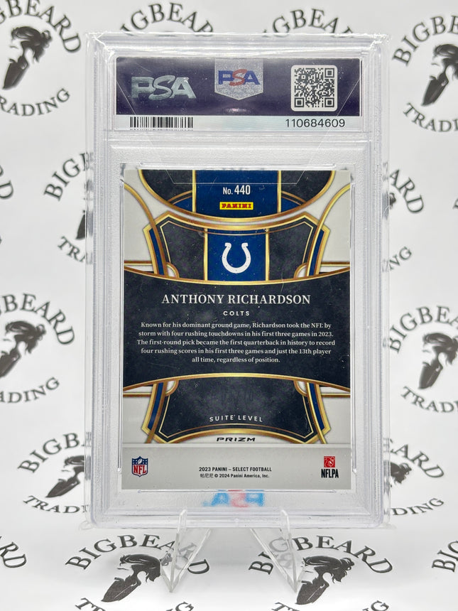 2023 Select H2 Suite Level Disco Gold Prizm  03/10 Anthony Richardson RC PSA 10