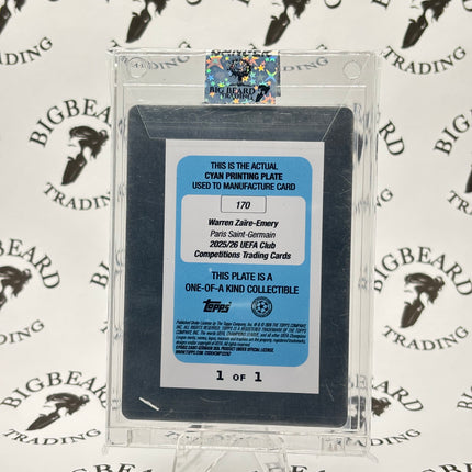 2025-26 Topps UEFA Flagship Warren Zaire-Emery #170 Cyan Print Plate 1 of 1