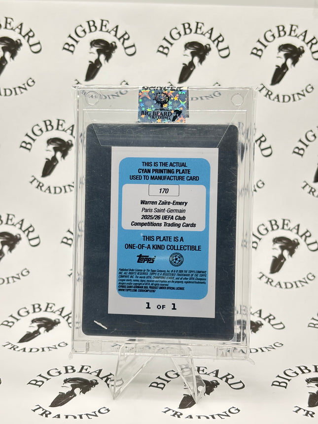 2025-26 Topps UEFA Flagship Warren Zaire-Emery #170 Cyan Print Plate 1 of 1