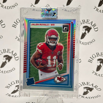 2025 Donruss Optic #251 Jalen Royals RC Rated Rookie Card Holo Silver Prizm