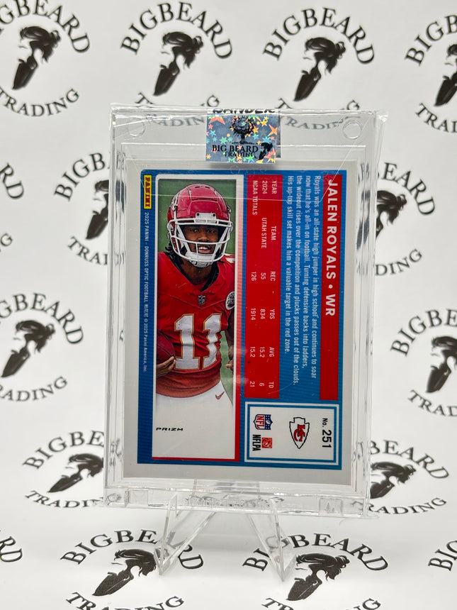 2025 Donruss Optic #251 Jalen Royals RC Rated Rookie Card Holo Silver Prizm