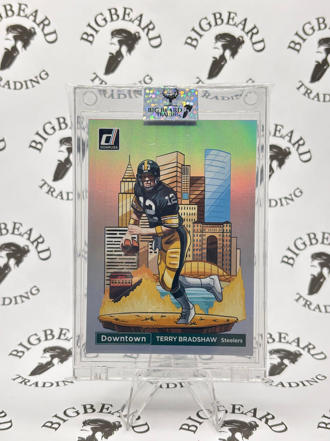 TERRY BRADSHAW 2024 DONRUSS OPTIC DOWNTOWN CASE HIT SSP PITTSBURGH STEELERS