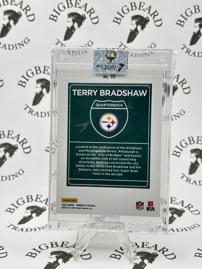 TERRY BRADSHAW 2024 DONRUSS OPTIC DOWNTOWN CASE HIT SSP PITTSBURGH STEELERS