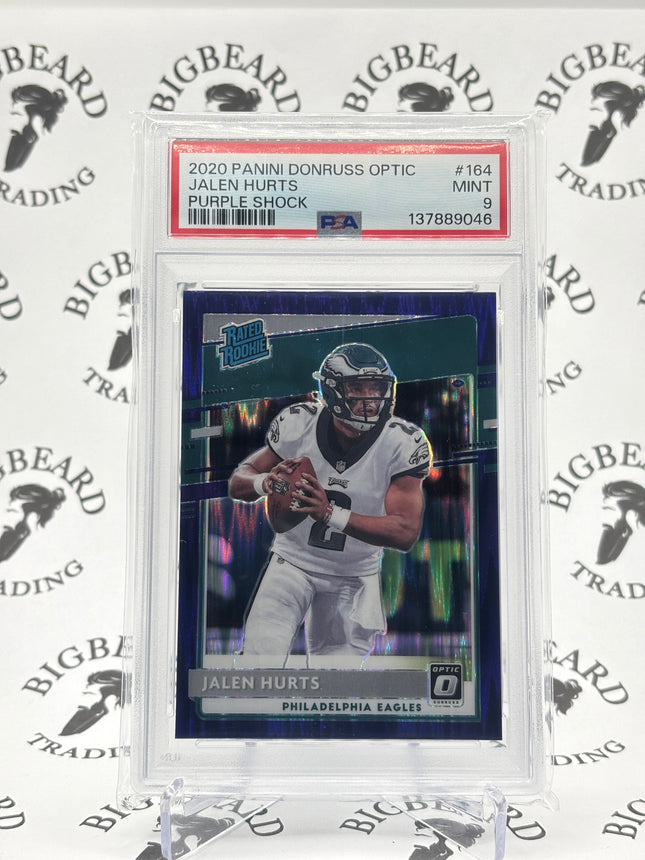 2020 PANINI DONRUSS OPTIC JALEN HURTS PURPLE SHOCK #164 RATED ROOKIE PSA 9