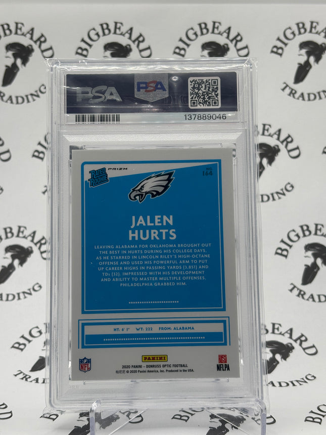 2020 PANINI DONRUSS OPTIC JALEN HURTS PURPLE SHOCK #164 RATED ROOKIE PSA 9