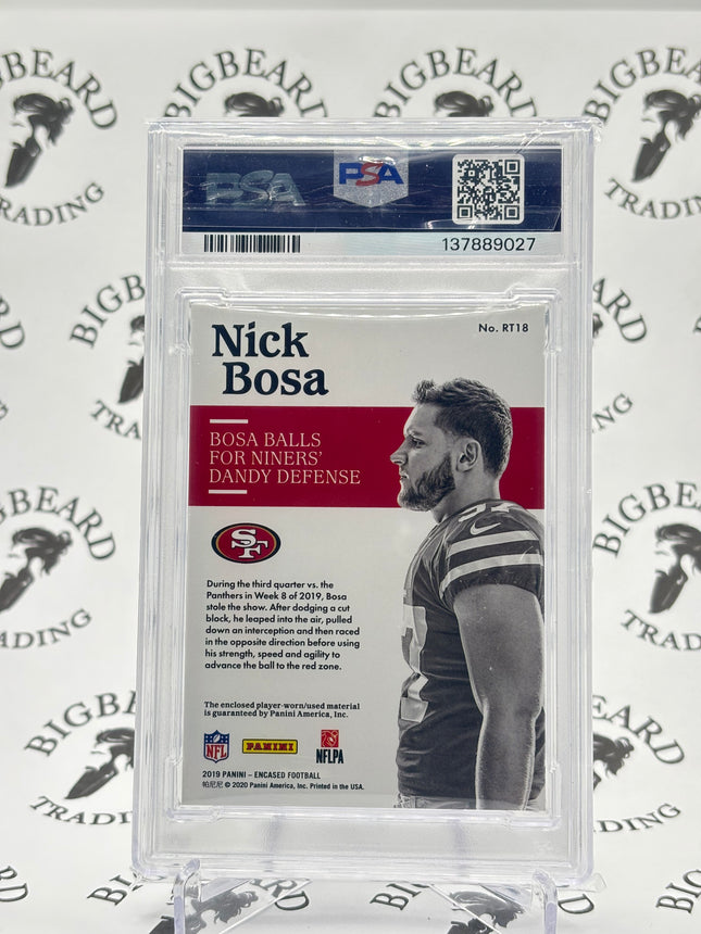 2019 Encased Nick Bosa Triple Mem Emerald /10 PSA 8