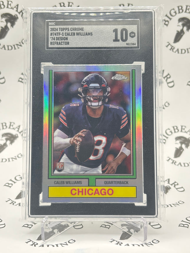 2024 TOPPS CHROME '74 DESIGN, REFRACTOR #74TF-1 CALEB WILLIAMS SGC 10 GM