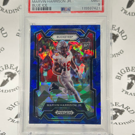 2024 Panini Prizm Draft Picks Marvin Harrison Jr. #104 Blue Ice Prizm (RC) PSA 9