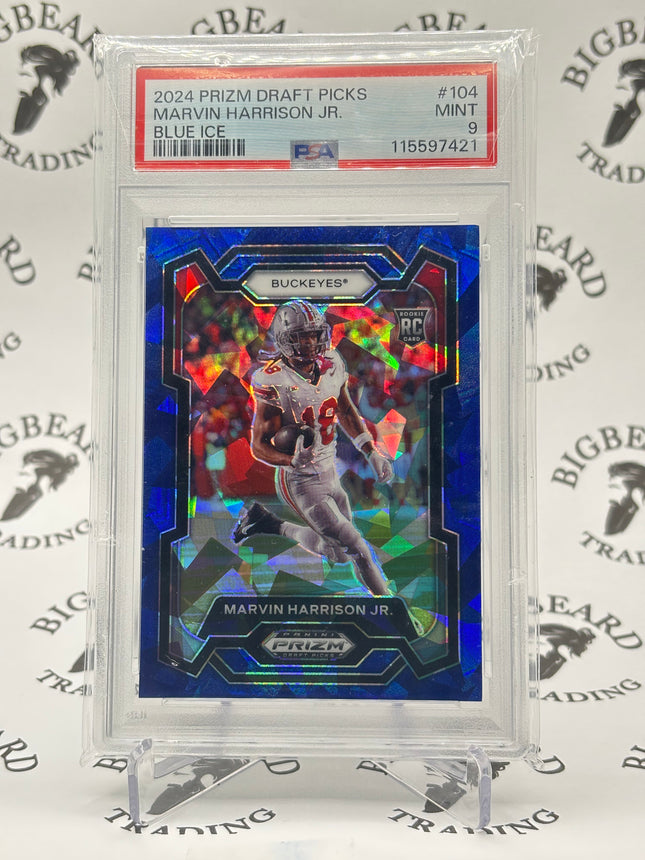 2024 Panini Prizm Draft Picks Marvin Harrison Jr. #104 Blue Ice Prizm (RC) PSA 9