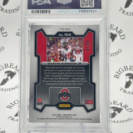 2024 Panini Prizm Draft Picks Marvin Harrison Jr. #104 Blue Ice Prizm (RC) PSA 9