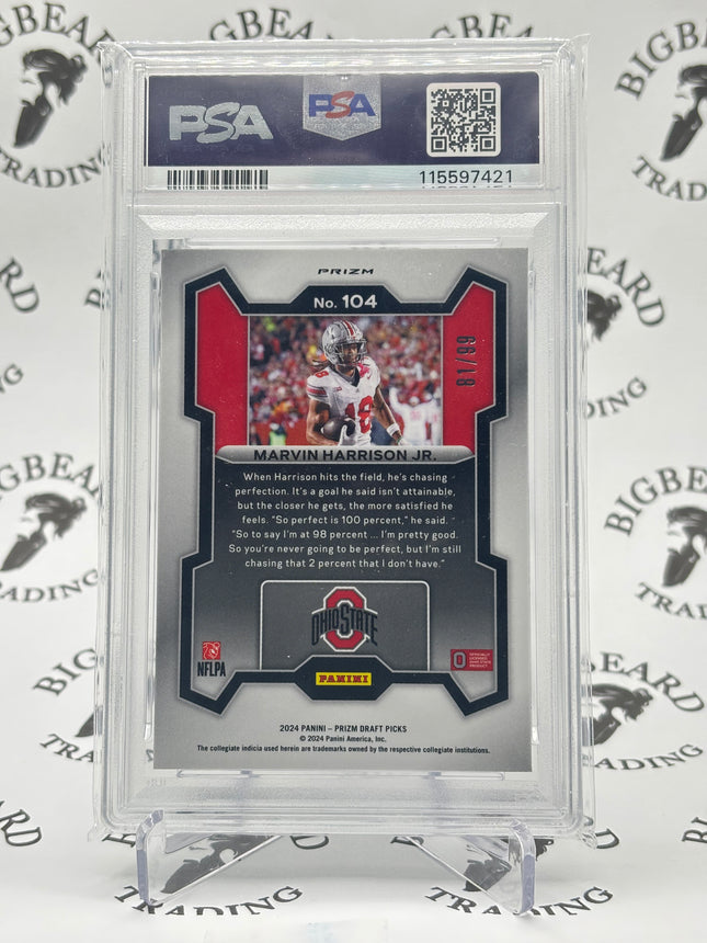 2024 Panini Prizm Draft Picks Marvin Harrison Jr. #104 Blue Ice Prizm (RC) PSA 9