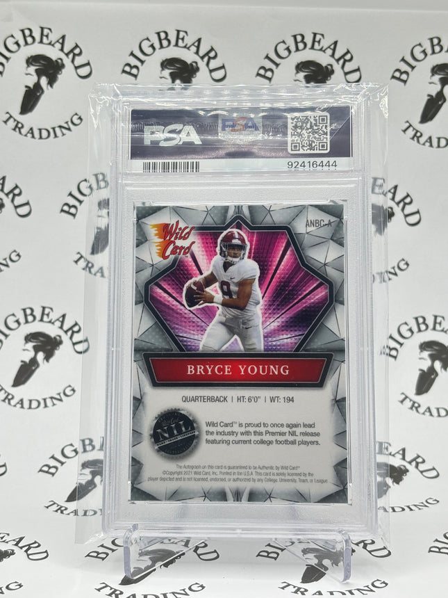 2021 Wild Card Alumination NIL CLGT Bryce Young Auto Holo Lux Silver PSA 10