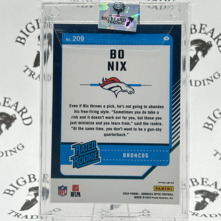 2024 Donruss Optic Bo Nix Rated Rookie Pink Prizm