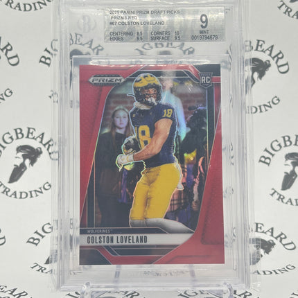 2025 Prizm Draft Picks Colston Loveland Red Prizm Rookie Card 67/399 BGS 9
