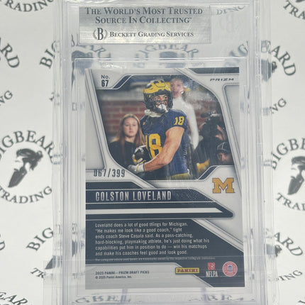 2025 Prizm Draft Picks Colston Loveland Red Prizm Rookie Card 67/399 BGS 9