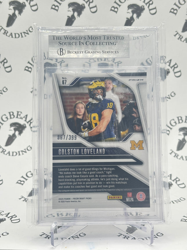 2025 Prizm Draft Picks Colston Loveland Red Prizm Rookie Card 67/399 BGS 9