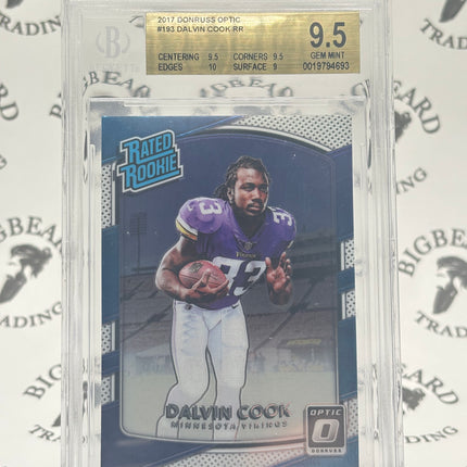 2017 Donruss Optic Rated Rookie Dalvin Cook Prizm #193 RC BGS 9.5