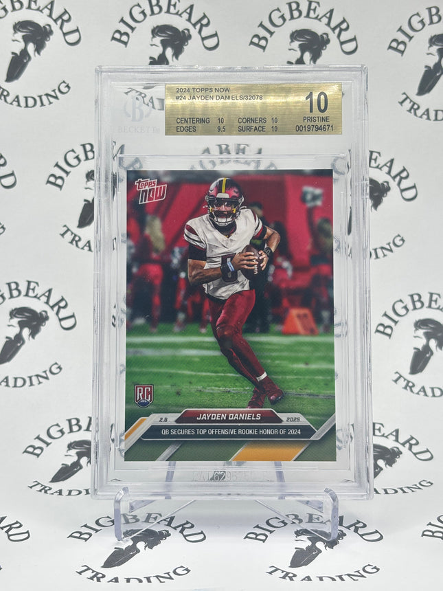 2025 Topps NOW JAYDEN DANIELS ROOKIE OF THE YEAR Card #24 BGS 10 Prestine