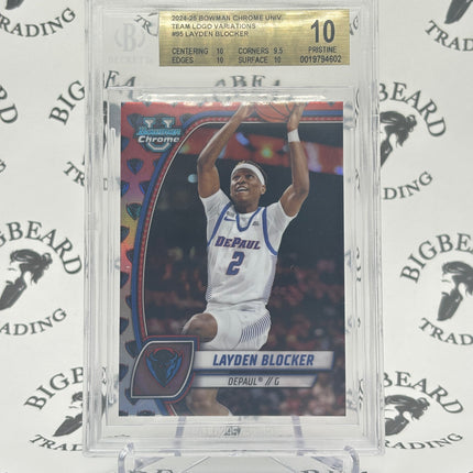2024-25 Bowman U Chrome #95 Layden Blocker Team Logo Variations BGS 10