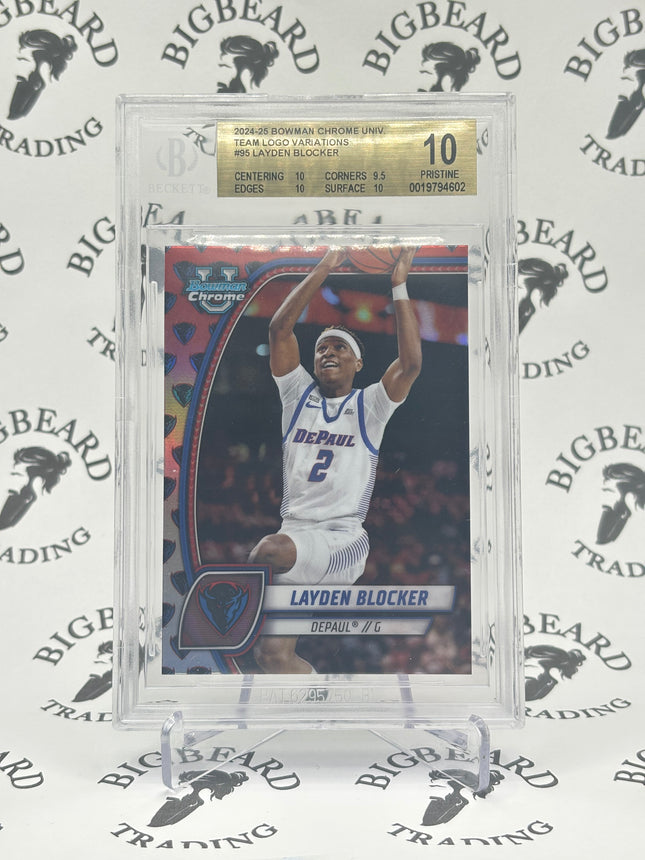 2024-25 Bowman U Chrome #95 Layden Blocker Team Logo Variations BGS 10