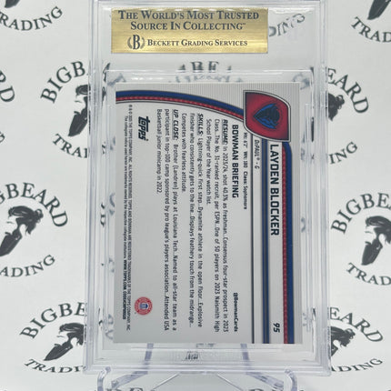 2024-25 Bowman U Chrome #95 Layden Blocker Team Logo Variations BGS 10