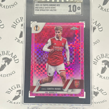 2022-23 Topps Chrome UEFA CC #55 Emile Smith Rowe Pink X-Fractor SGC 10