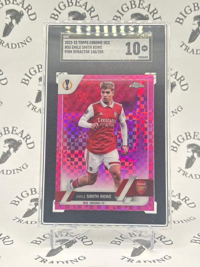 2022-23 Topps Chrome UEFA CC #55 Emile Smith Rowe Pink X-Fractor SGC 10