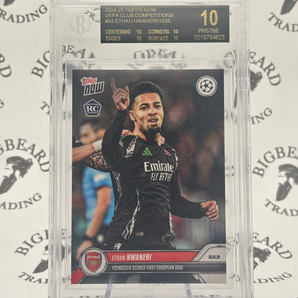 2024-25 Topps Now UEFA CC #93 Ethan Nwaneri BCG 10 Prestine Black Label